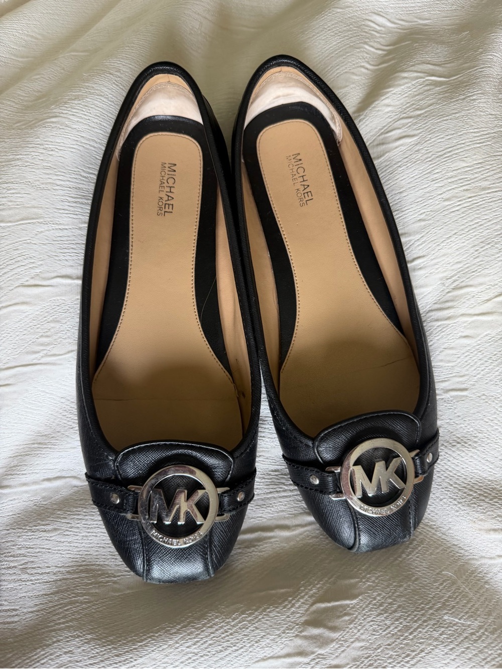 Michael Kors Fulton Black Saffiano Logo Ballet Flats